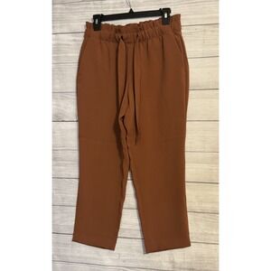 LOFT Women's Rust Pull On Pants Petite Small Elastic Waist Tie Belt‎ Pockets